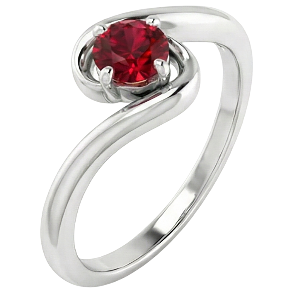 Anello Pietra Rubino Solitario Oro Bianco 1 Carato 14K