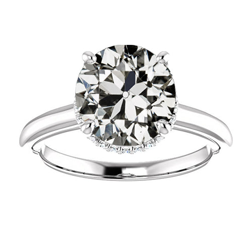 Anello Rotondo Con Naturale Diamante Naturale Autentico ( non creato in laboratorio ) Taglio Vecchia Miniera, 4 Griffe, Oro 6,50 Carati