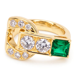 Anello Rotondo Vecchio Minatore Con Genuino Diamante Naturale Autentico ( non creato in laboratorio ) Smeraldo 2.75 Carati