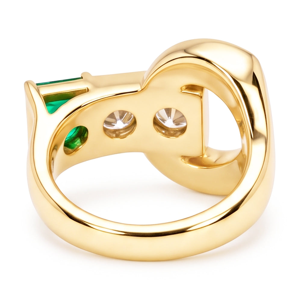 Anello Rotondo Vecchio Minatore Con Genuino Diamante Naturale Autentico ( non creato in laboratorio ) Smeraldo 2.75 Carati