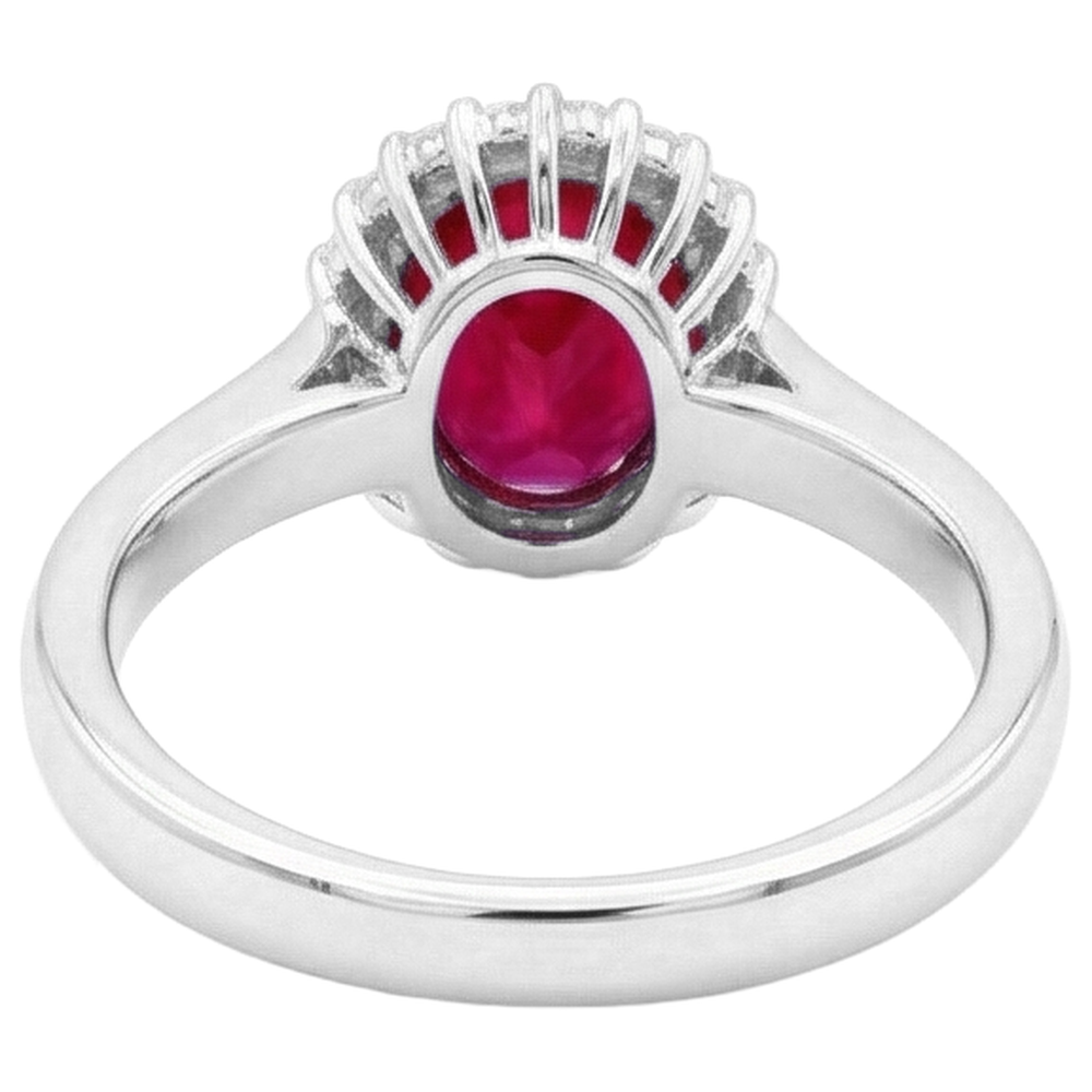 Anello Rubino Rosso Con Diamanti 5.75 Carati Oro Bianco 14K