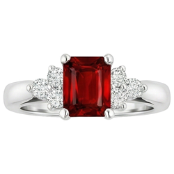 Anello Rubino Rosso E Diamanti 3.40 Carati Oro Bianco 14K