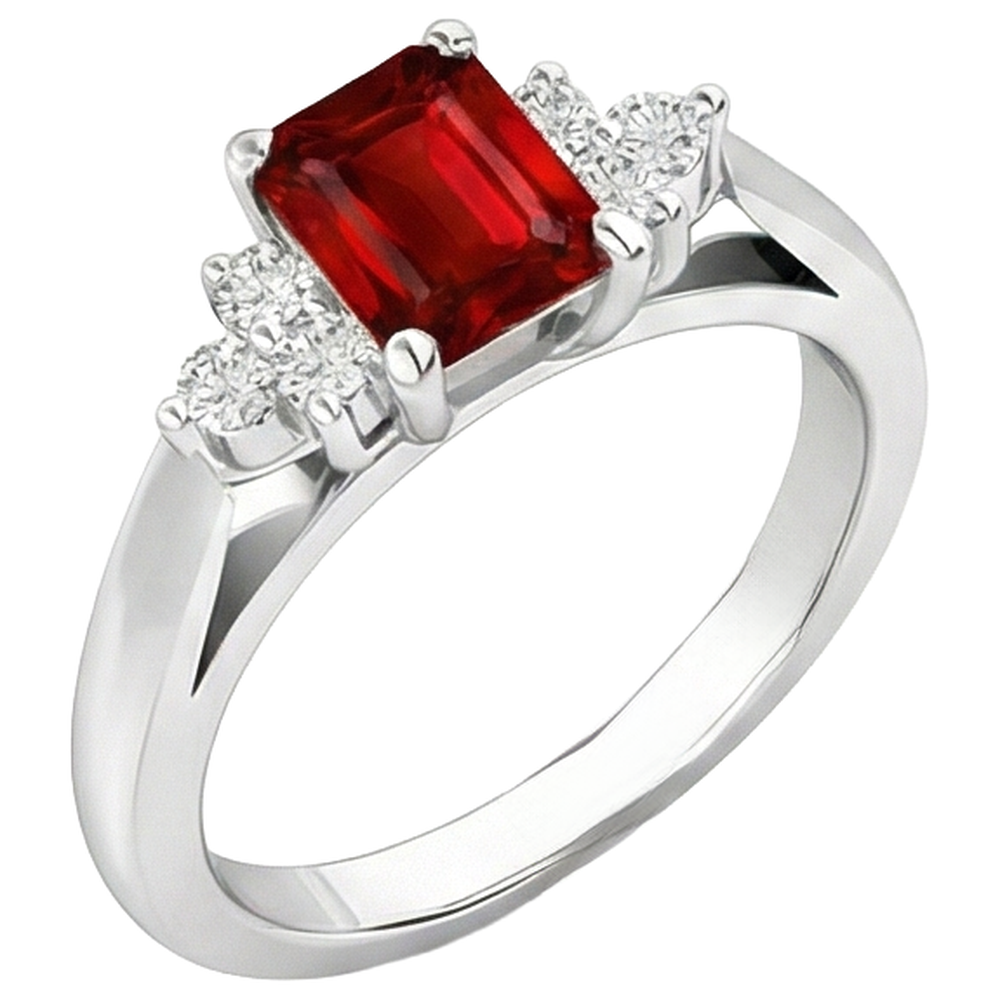 Anello Rubino Rosso E Diamanti 3.40 Carati Oro Bianco 14K