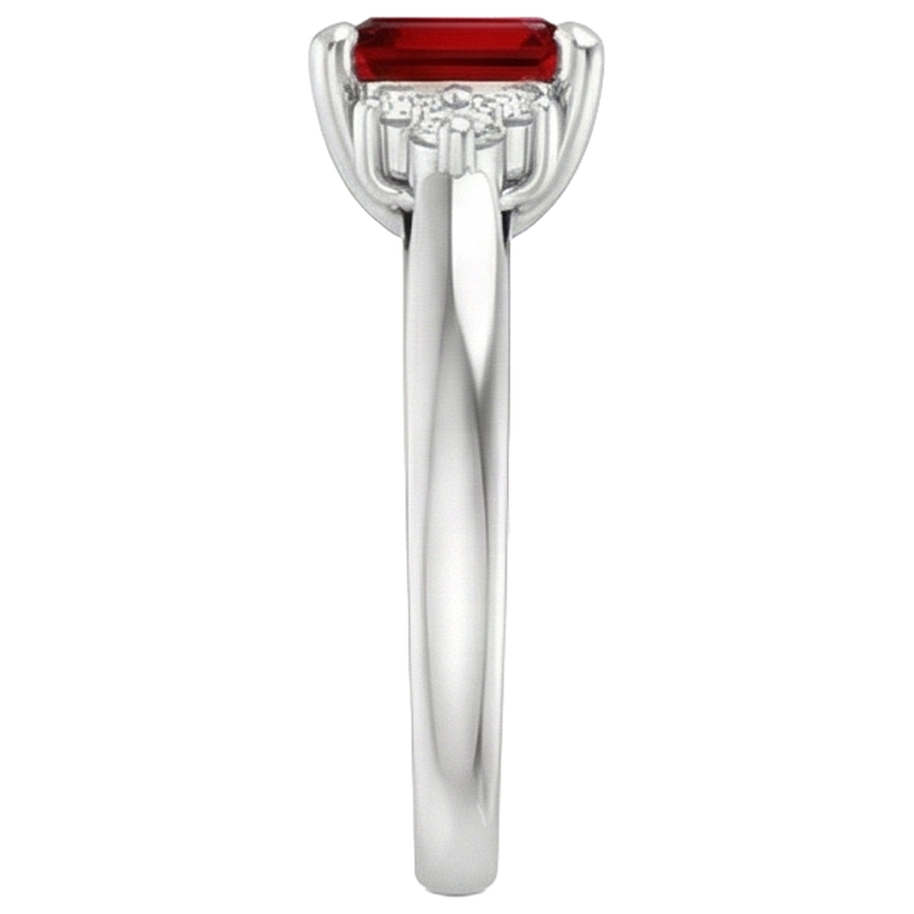 Anello Rubino Rosso E Diamanti 3.40 Carati Oro Bianco 14K
