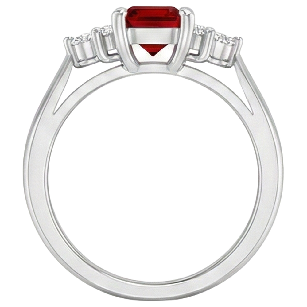 Anello Rubino Rosso E Diamanti 3.40 Carati Oro Bianco 14K