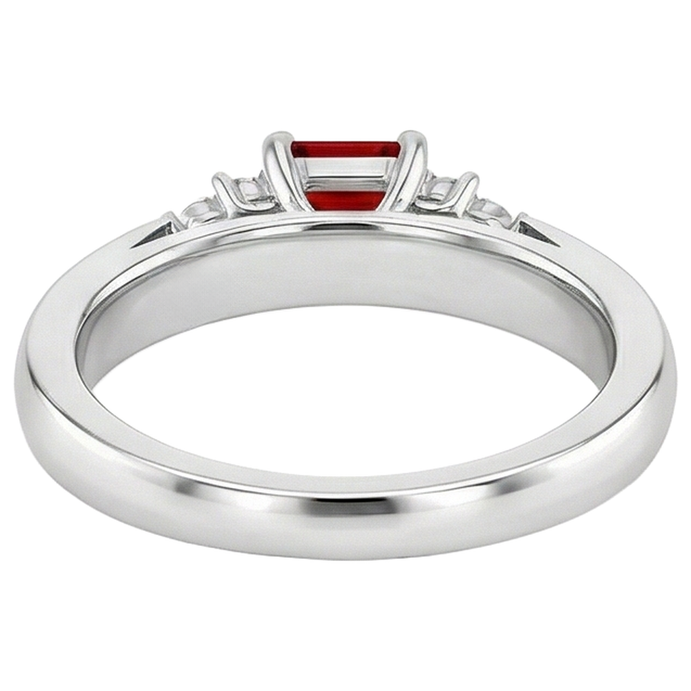 Anello Rubino Rosso E Diamanti 3.40 Carati Oro Bianco 14K