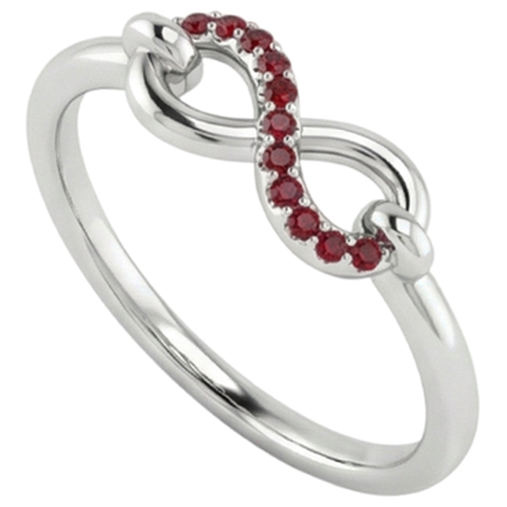 Anello Rubino Rotondo Infinity 1 Carato Oro Bianco 14K