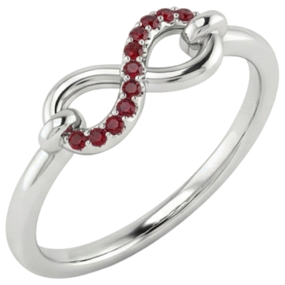 Anello Rubino Rotondo Infinity 1 Carato Oro Bianco 14K