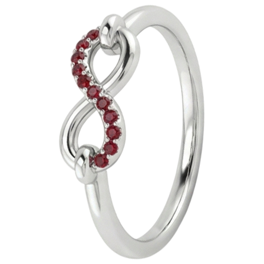 Anello Rubino Rotondo Infinity 1 Carato Oro Bianco 14K