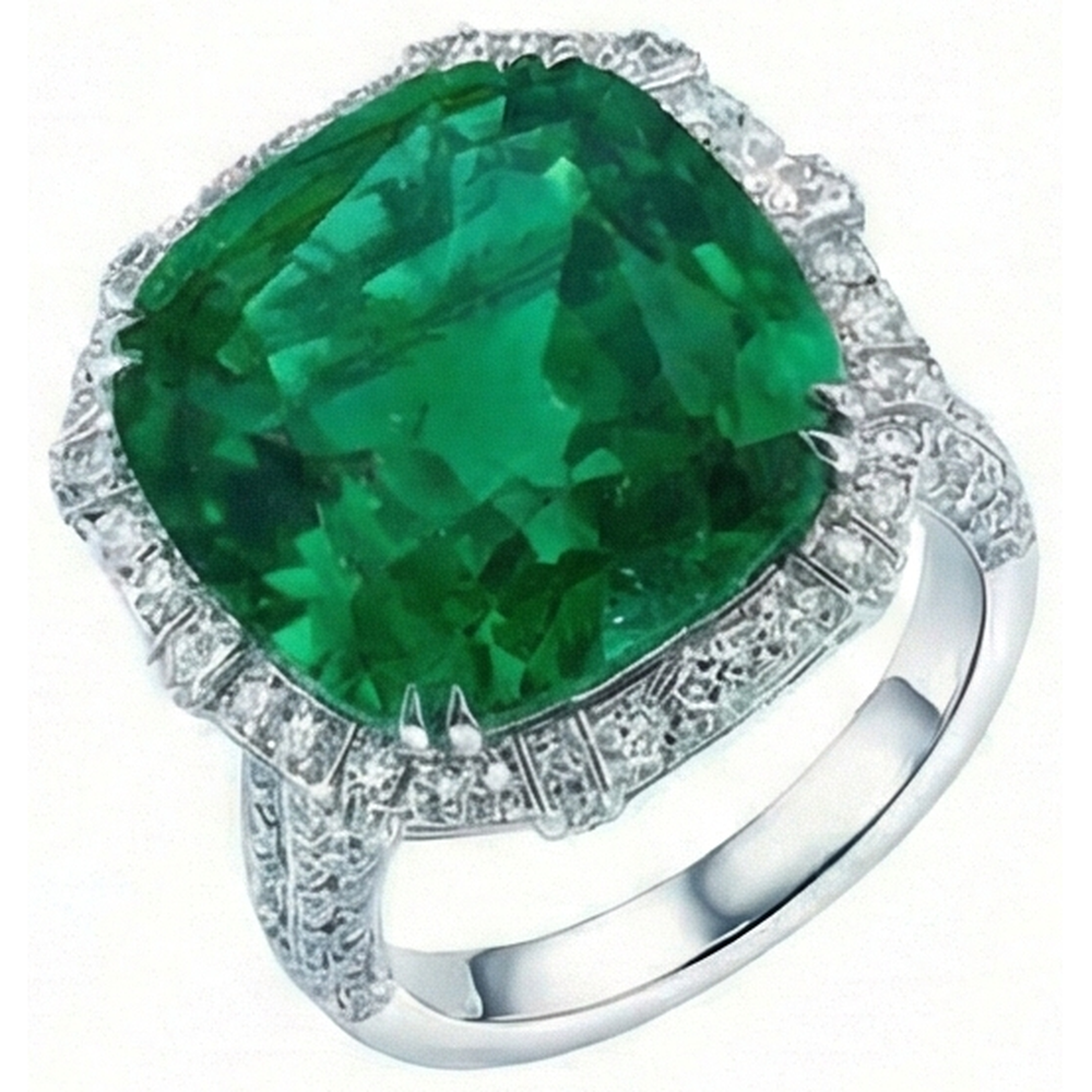 Anello Smeraldo Verde Colombiano Con Diamanti Naturali Autentici ( non creati in laboratorio ) 4 Carati