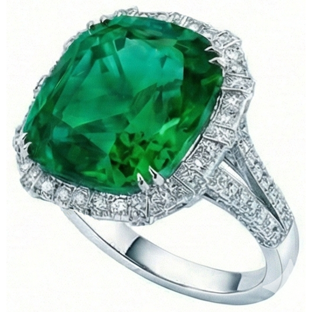 Anello Smeraldo Verde Colombiano Con Diamanti Naturali Autentici ( non creati in laboratorio ) 4 Carati
