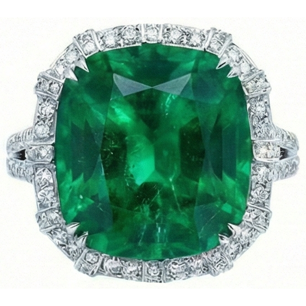 Anello Smeraldo Verde Colombiano Con Diamanti Naturali Autentici ( non creati in laboratorio ) 4 Carati