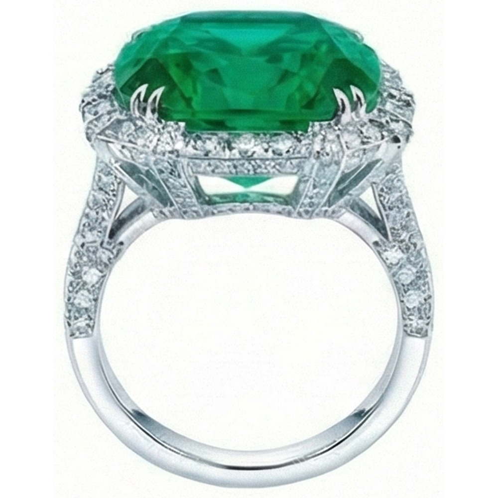 Anello Smeraldo Verde Colombiano Con Diamanti Naturali Autentici ( non creati in laboratorio ) 4 Carati