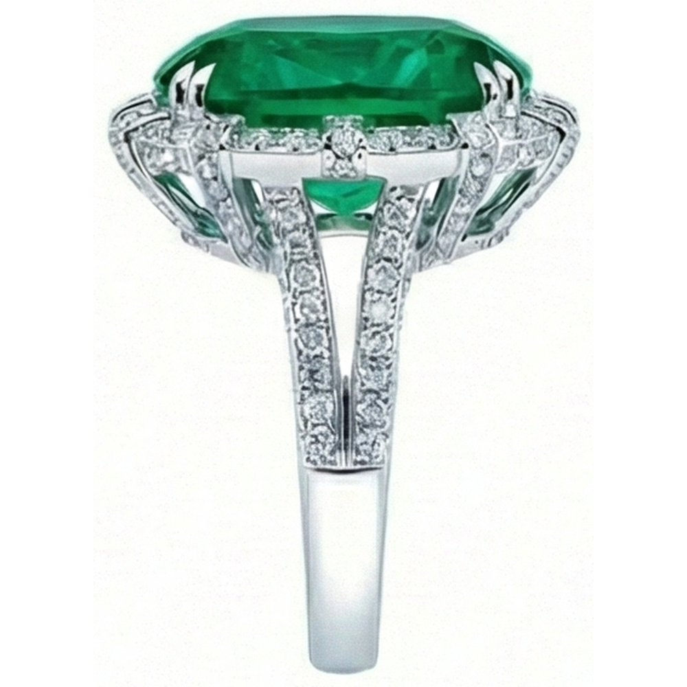 Anello Smeraldo Verde Colombiano Con Diamanti Naturali Autentici ( non creati in laboratorio ) 4 Carati