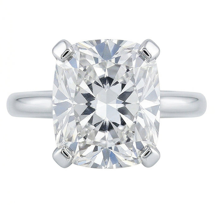 Anello Solitario 3 Carati Con Genuino Diamante Taglio Cuscino Grande
