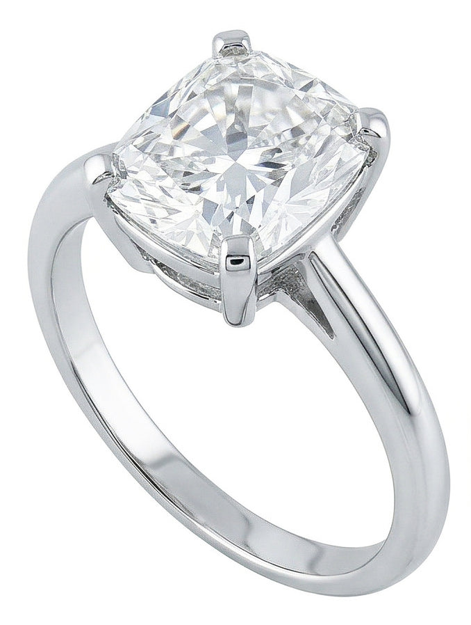 Anello Solitario 3 Carati Con Genuino Diamante Taglio Cuscino Grande