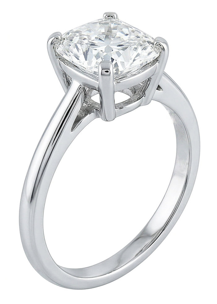 Anello Solitario 3 Carati Con Genuino Diamante Taglio Cuscino Grande