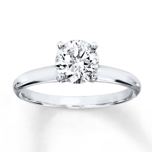 Anello Solitario A 4 Punte Con Naturale Diamante Rotondo Incastonato In Oro Bianco 1.5 Ct 14K