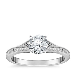 Anello Solitario A Taglio Rotondo Da 2.30 Ct Con Genuino Diamanti In Rilievo. Oro Bianco 14K