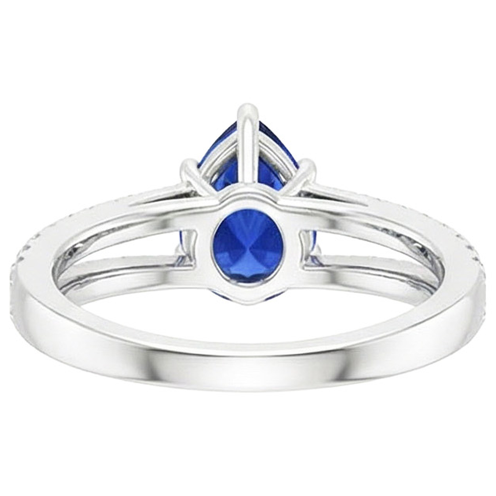Anello Solitario Accenti Doppio Gambo Zaffiro Blu & Diamanti 4 Carati