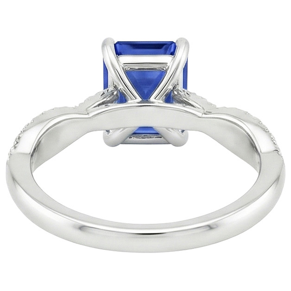 Anello Solitario Accenti Zaffiro Sri Lanka e Diamante 3.50 Carati
