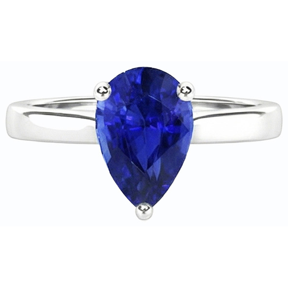Anello Solitario Anniversario A Forma Di Pera Con Zaffiro Ceylon 2 Carati