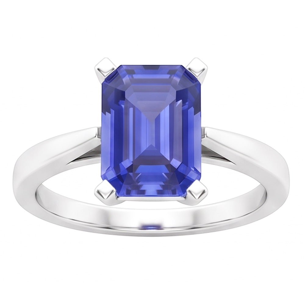 Anello Solitario Cattedrale Zaffiro Smeraldo 2 Carati Incastonatura Ceylon