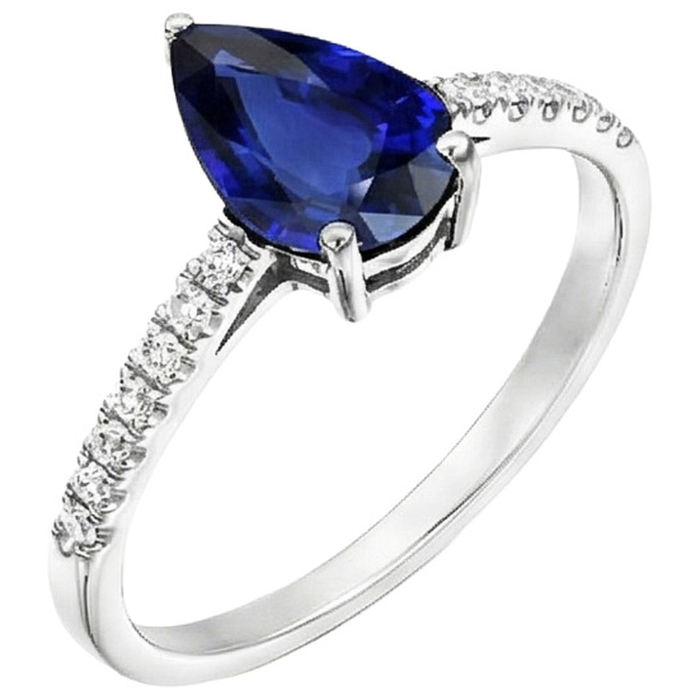 Anello Solitario Con Accenti Diamante Naturale Autentico ( non creato in laboratorio ) Zaffiro Sri Lanka 2.50 Carati