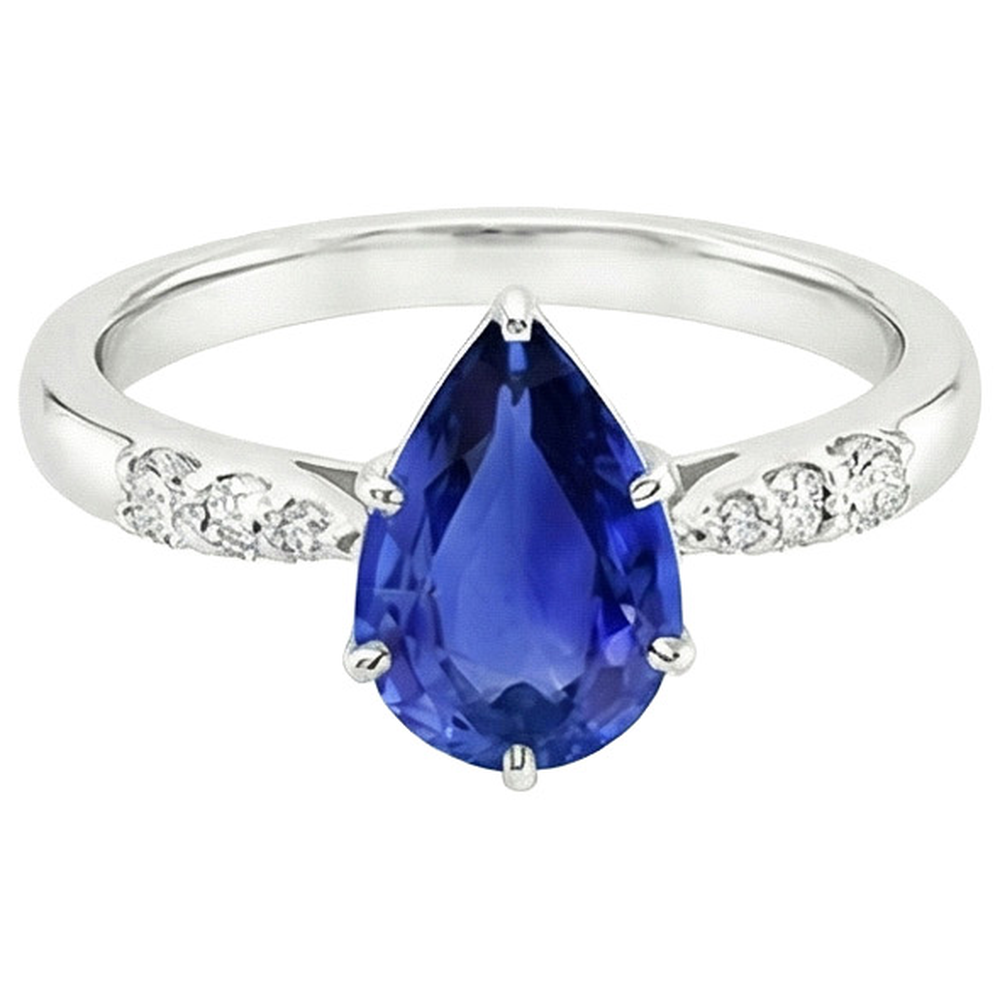 vero pear diamante 4carati anello vista di profilo