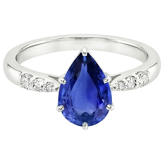 vero pear diamante 4carati anello vista di profilo