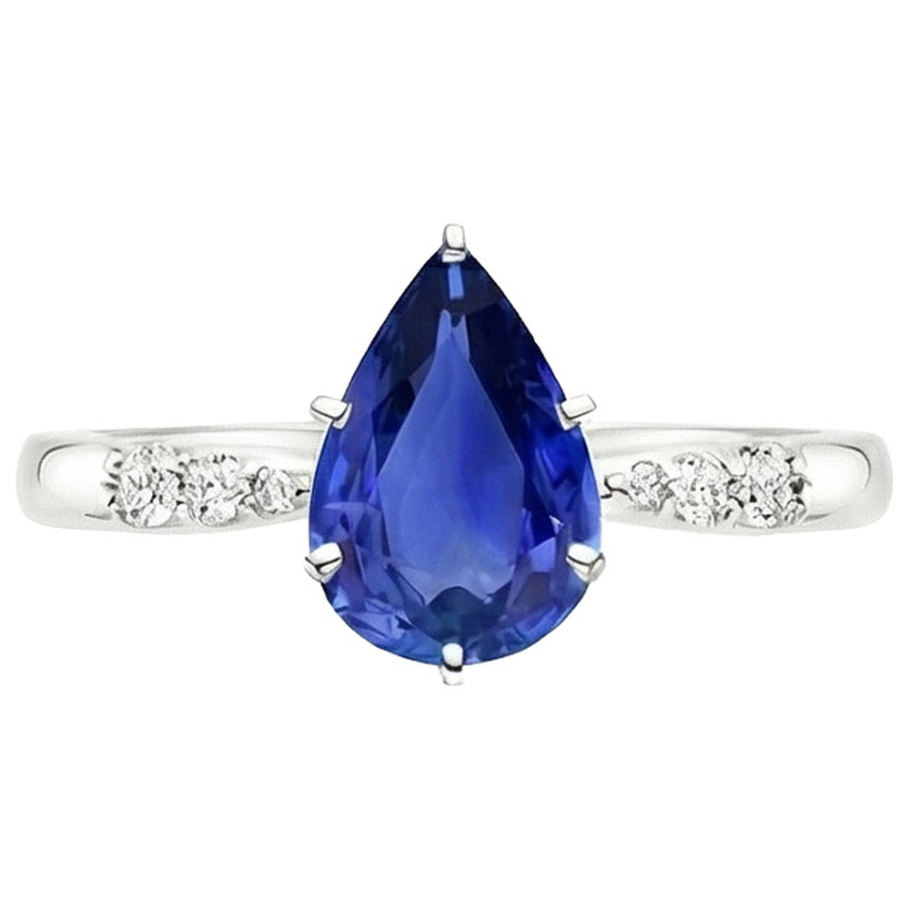 vero pear diamante 4carati anello su bianco