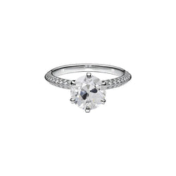 Anello Solitario Con Accenti Vero Diamanti Tondi Taglio Vecchio 3.50 Carati