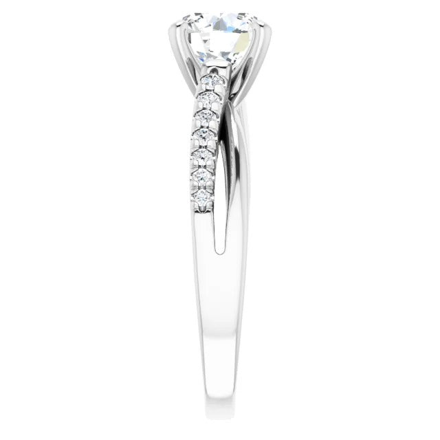 Anello Solitario Con Accento 2.20 Carati E Genuino Diamanti In Oro Bianco 14K