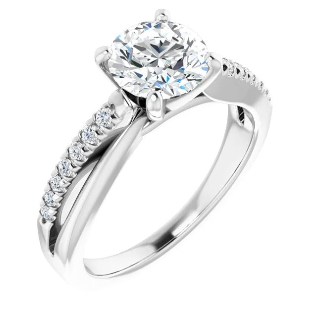 Anello Solitario Con Accento 2.20 Carati E Genuino Diamanti In Oro Bianco 14K