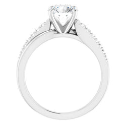 Anello Solitario Con Accento 2.20 Carati E Genuino Diamanti In Oro Bianco 14K