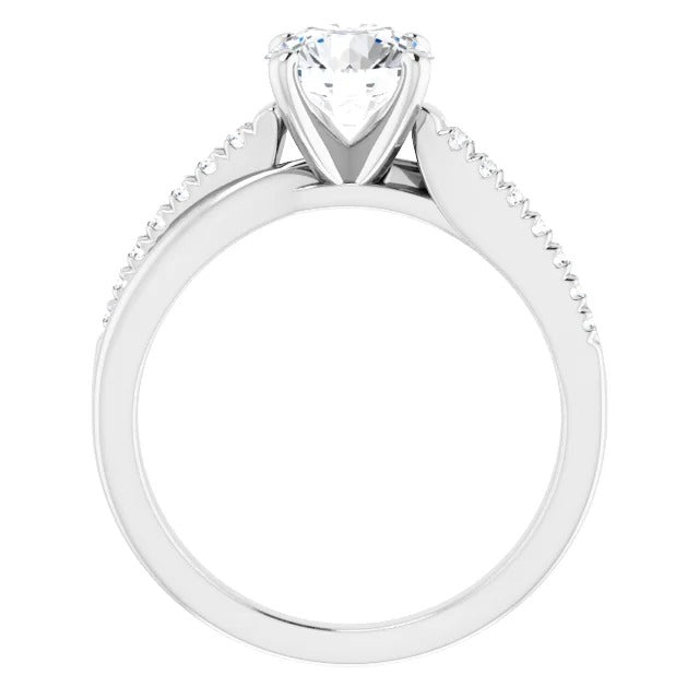 Anello Solitario Con Accento 2.20 Carati E Genuino Diamanti In Oro Bianco 14K