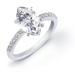 Anello Solitario Con Accento 3.50 Carati Marquise E Naturale Diamanti Taglio Rotondo