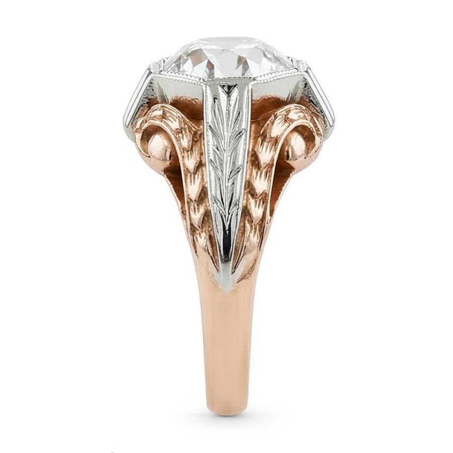 Anello Solitario Con Castone Vintage Incastonato Con Vero Diamanti Naturali Autentici ( non creati in laboratorio ) A Taglio Vecchio Miniera Tondo 2 Carati