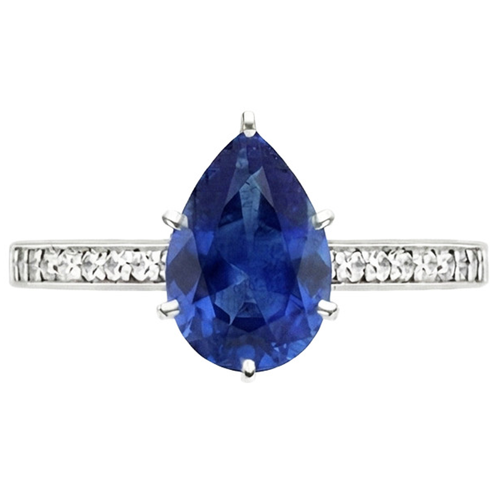 vero pear diamante 7.25carati anello vista dall'alto