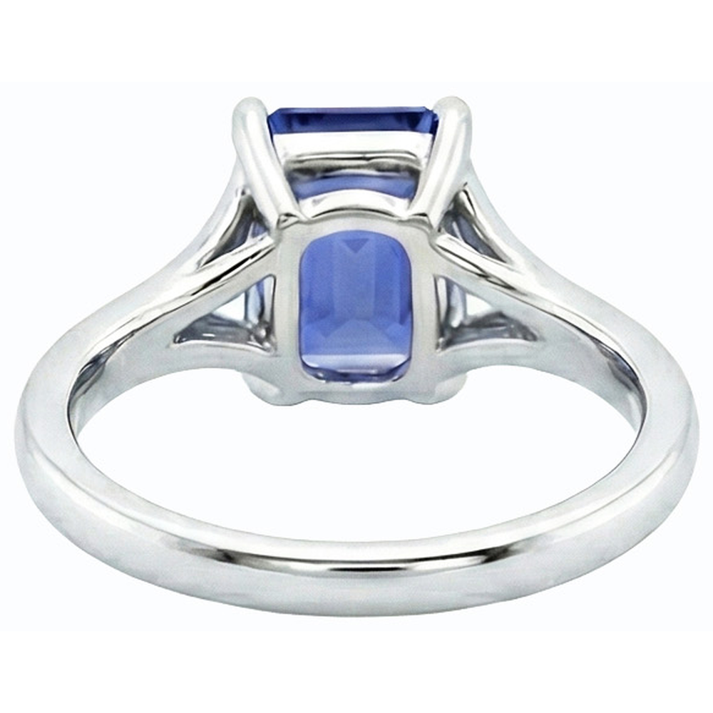 Anello Solitario Con Gambo Diviso Smeraldo Zaffiro Azzurro 2 Carati