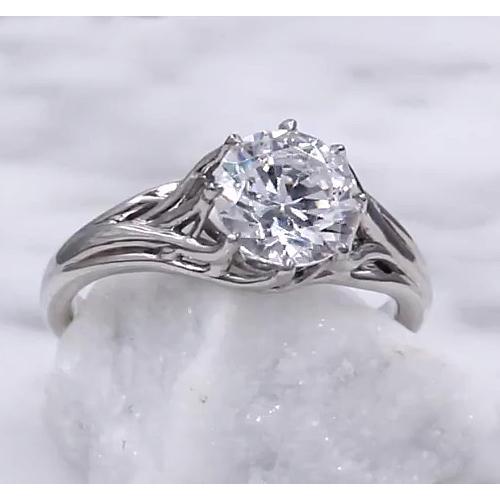 Anello Solitario Con Genuino Diamante 2 Carati Con Montatura A Traliccio