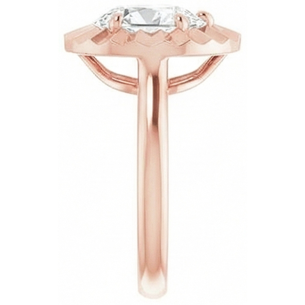 Anello Solitario Con Genuino Diamante Naturale Autentico ( non creato in laboratorio ) A Pera Taglio Antico In Oro Rosa 14K 2,15 Carati