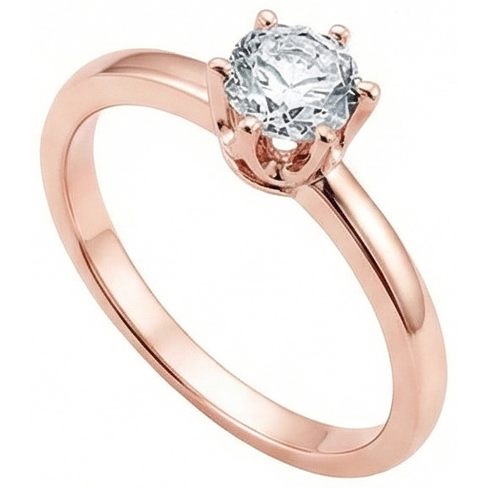 Anello Solitario Con Genuino Diamante Naturale Autentico ( non creato in laboratorio ) Da 2.50 Carati. Gioielli In Oro Rosa