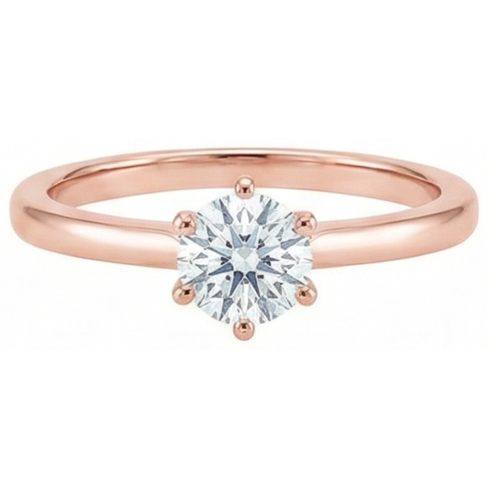 Anello Solitario Con Genuino Diamante Naturale Autentico ( non creato in laboratorio ) Da 2.50 Carati. Gioielli In Oro Rosa