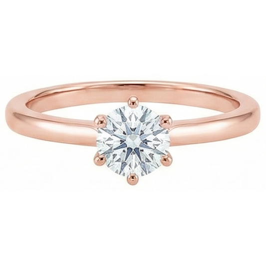 Anello Solitario Con Genuino Diamante Naturale Autentico ( non creato in laboratorio ) Da 2.50 Carati. Gioielli In Oro Rosa