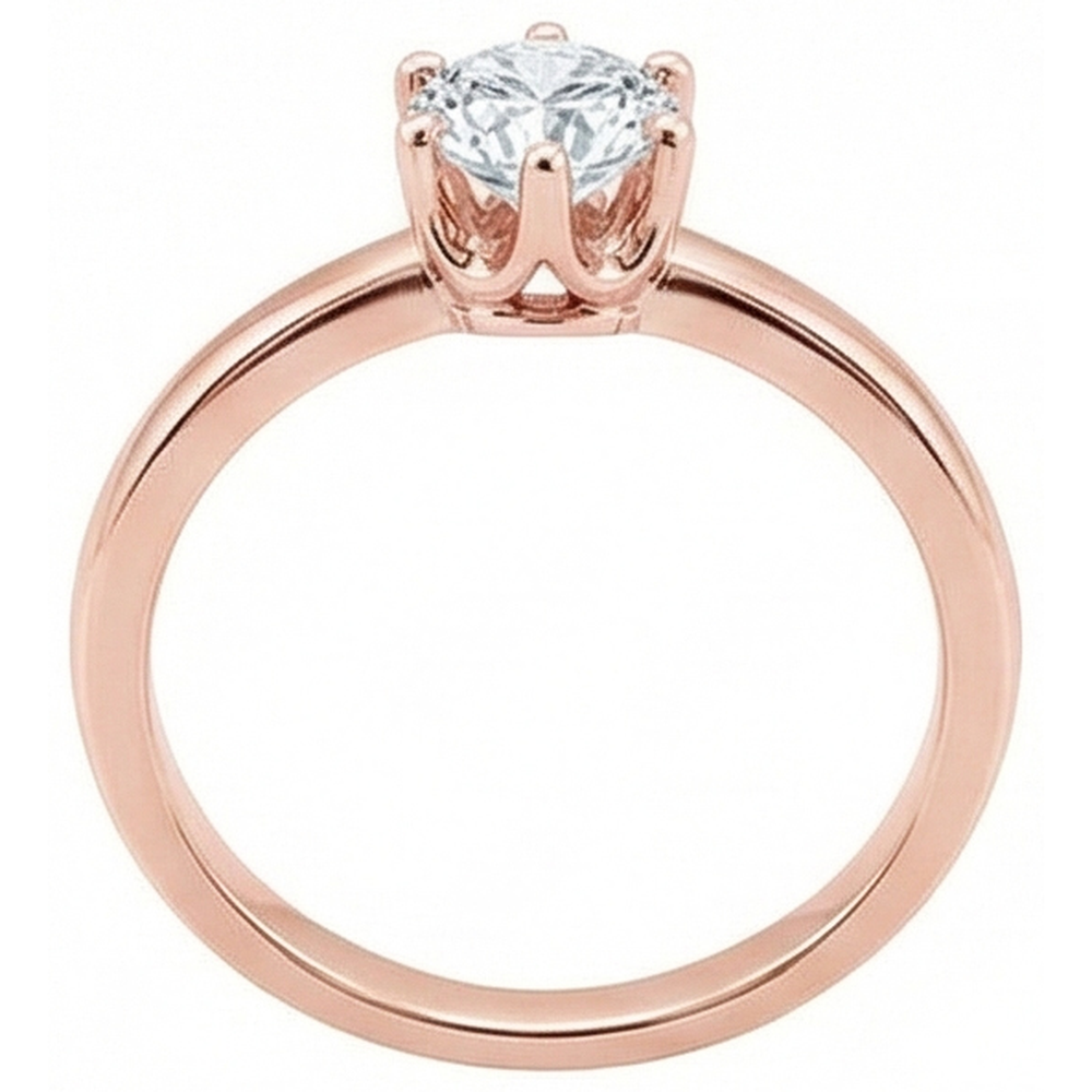 Anello Solitario Con Genuino Diamante Naturale Autentico ( non creato in laboratorio ) Da 2.50 Carati. Gioielli In Oro Rosa