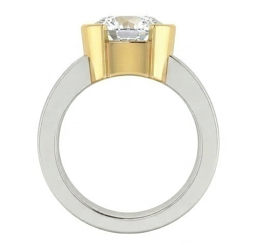 Anello Solitario Con Genuino Diamante Naturale Autentico ( non creato in laboratorio ) 3 Carati In Oro Bicolore 14K