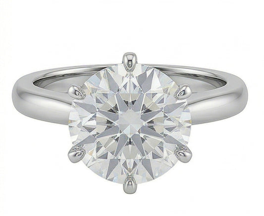 Anello Solitario Con Genuino Diamante Rotondo Da 1.25 Ct Con Montatura A Griffe In Oro Bianco 14K