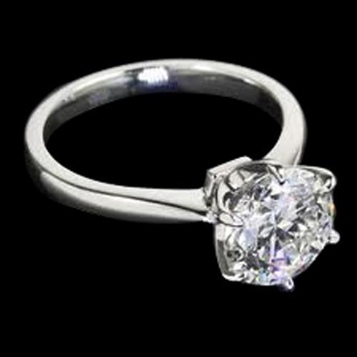 Anello Solitario Con Genuino Diamante Rotondo Da 1.25 Ct Con Montatura A Griffe In Oro Bianco 14K