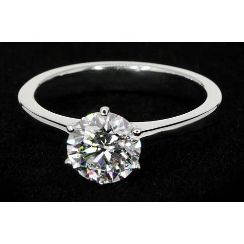 Anello Solitario Con Genuino Diamante Rotondo Da 1.50 Carati. Oro Bianco 14K